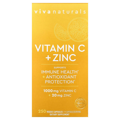 Viva Naturals, Vitamin C + Zinc, 250 Veggie Capsules
