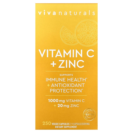 Viva Naturals, Vitamin C + Zinc, 250 Veggie Capsules