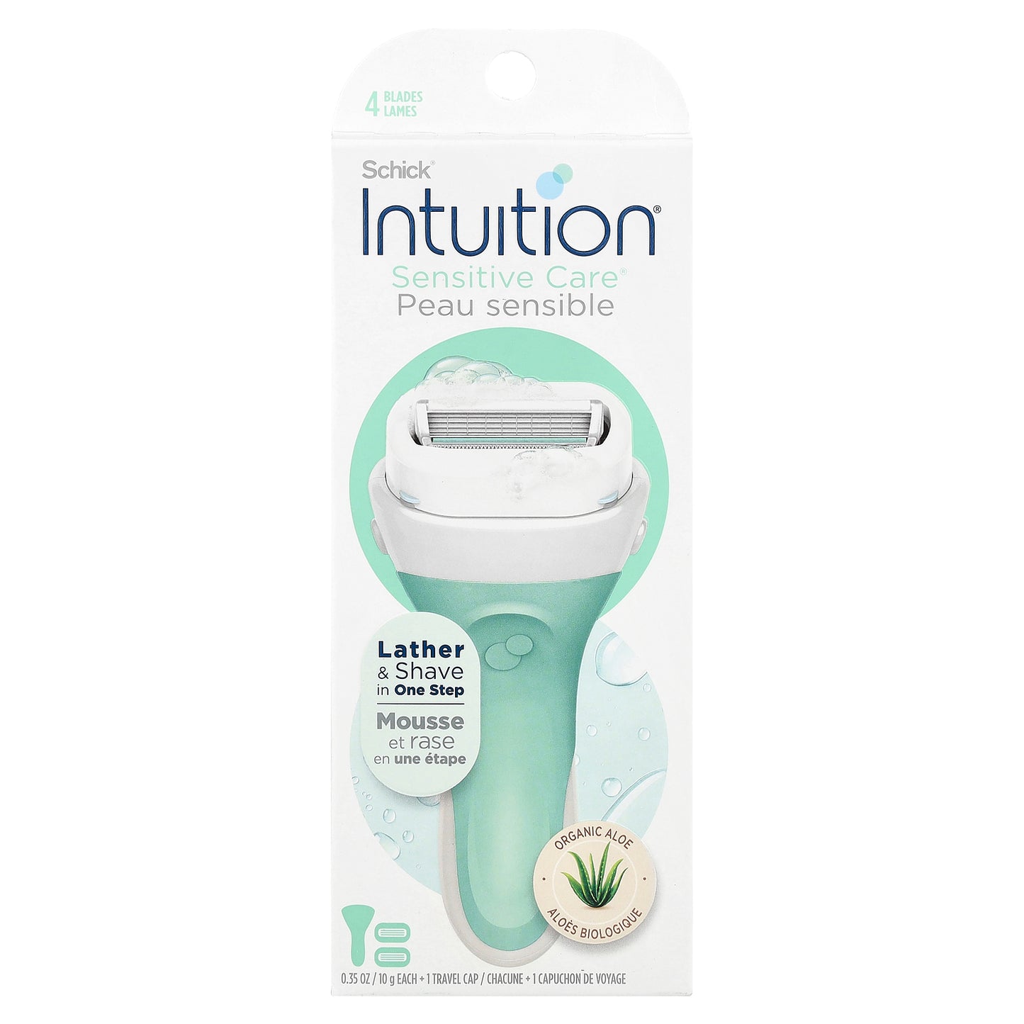 Schick, Intuition®, Sensitive Care®, Organic Aloe, 1 Razor, 2 Cartridges