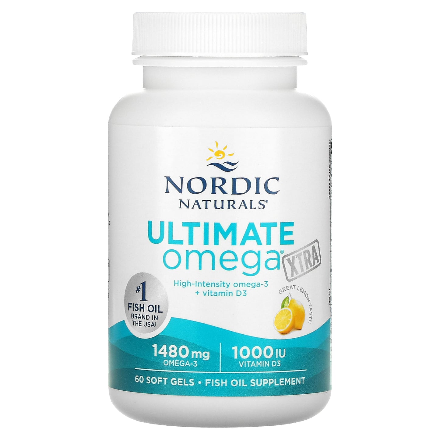 Nordic Naturals, Ultimate Omega Xtra, Lemon, 1,480 mg, 60 Soft Gels (740 mg per Soft Gel)