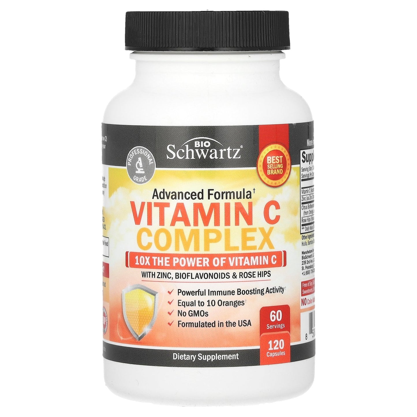 BioSchwartz, Vitamin C Complex with Zinc, Bioflavonoids & Rose Hips, 120 Capsules