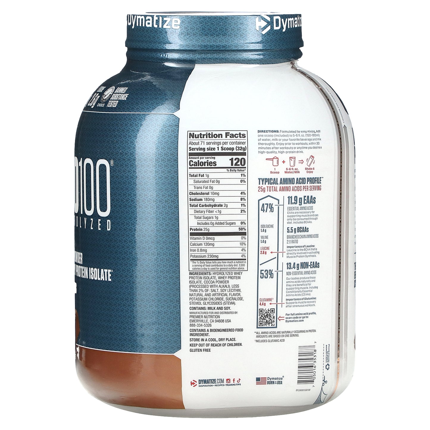 Dymatize, ISO100® Hydrolyzed, 100% Whey Protein Isolate, Gourmet Chocolate, 5 lbs (2.3 kg)