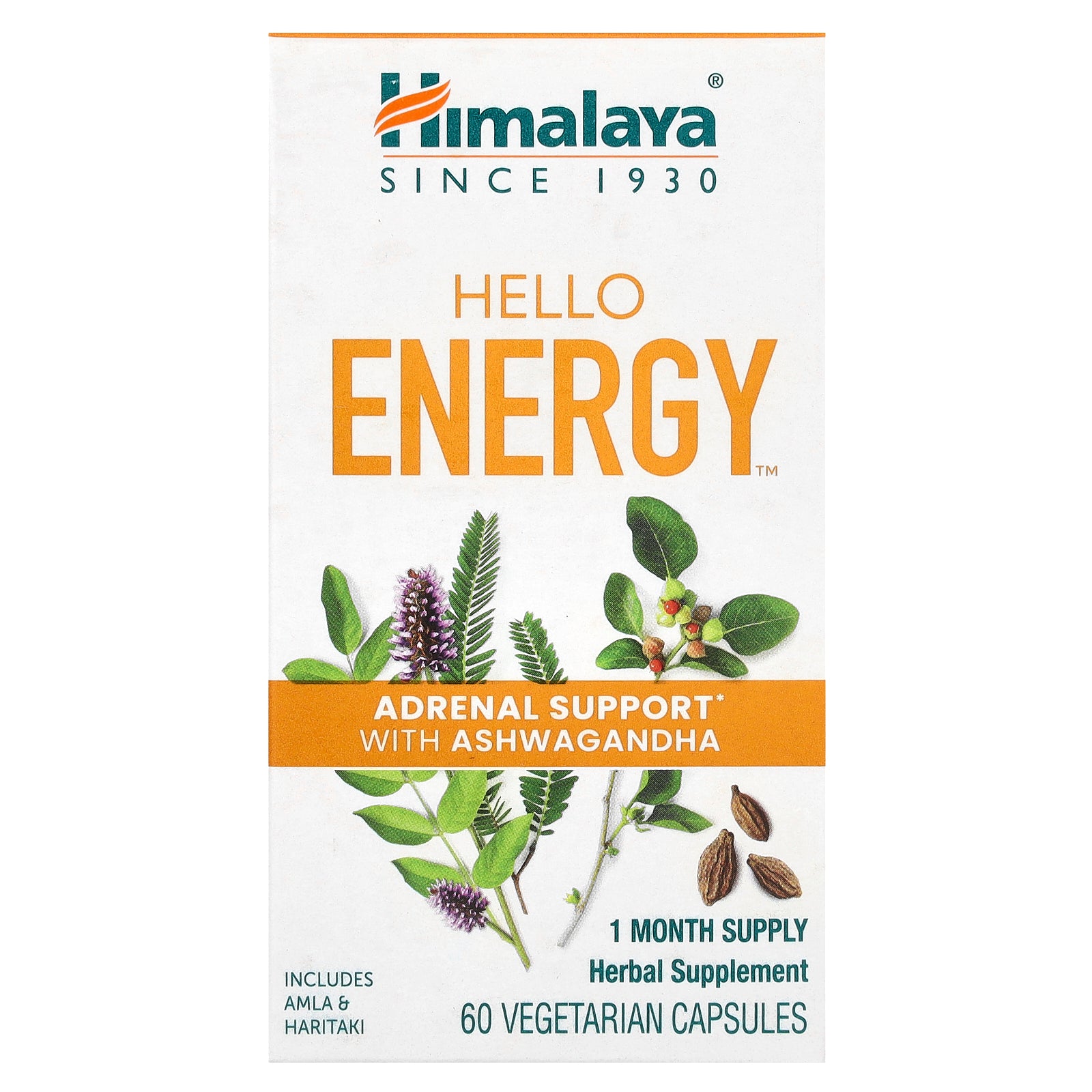 Himalaya, Hello Energy, Adrenal Support with Ashwagandha, 60 Vegetarian Capsules