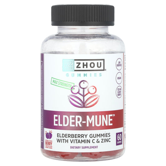 Zhou Nutrition, Elder-Mune™, Natural Mixed Berry, Max Strength, 60 Gummies