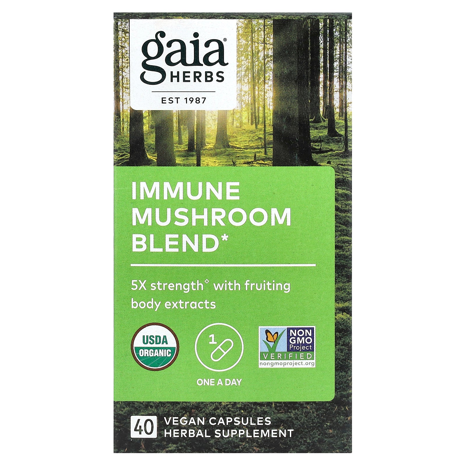 Gaia Herbs, Immune Mushroom Blend, 40 Vegan Capsules