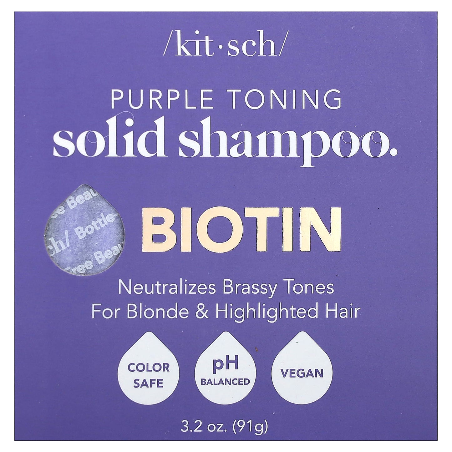 Kitsch, Purple Toning Solid Shampoo Bar, Biotin, Orange Blossom & Jasmine, 3.2 oz (91 g)