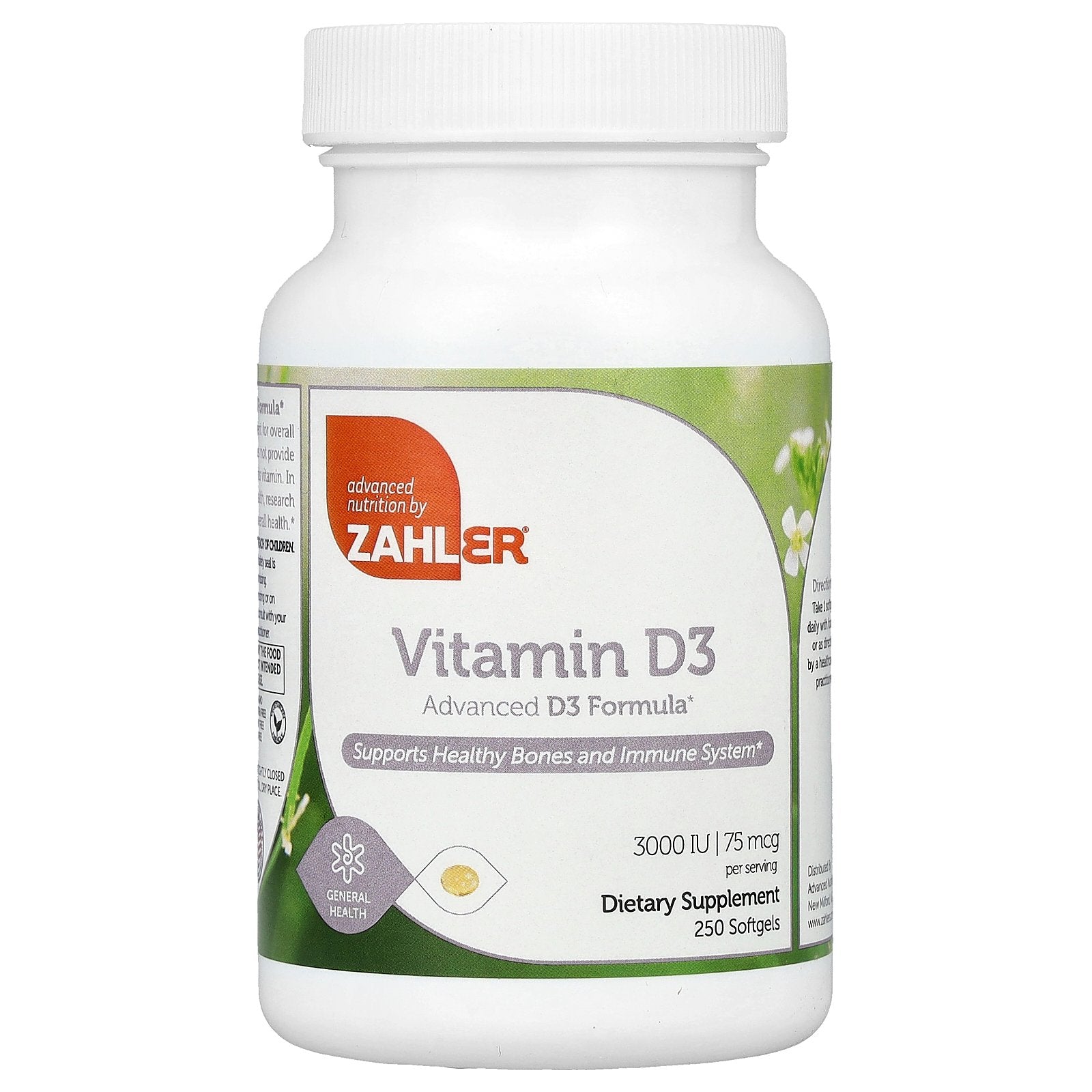 Zahler, Vitamin D3, Advanced D3 Formula, 75 mcg (3,000 IU), 250 Softgels