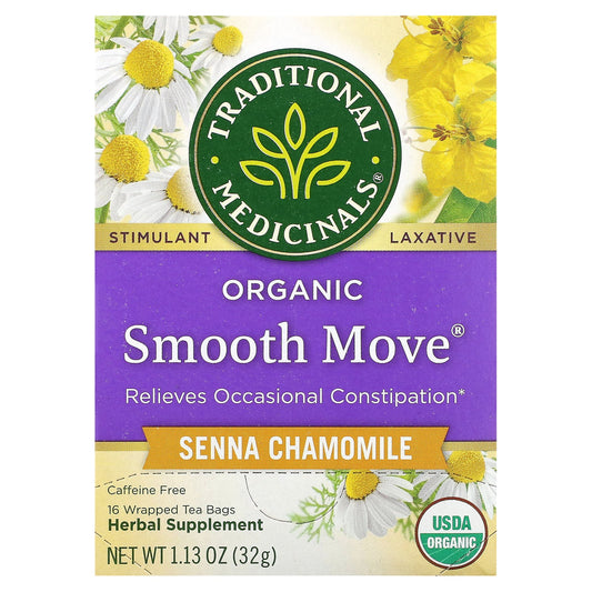 Traditional Medicinals, Organic Smooth Move, Senna Chamomile, Caffeine Free, 16 Wrapped Tea Bags, 1.13 oz (32 g)