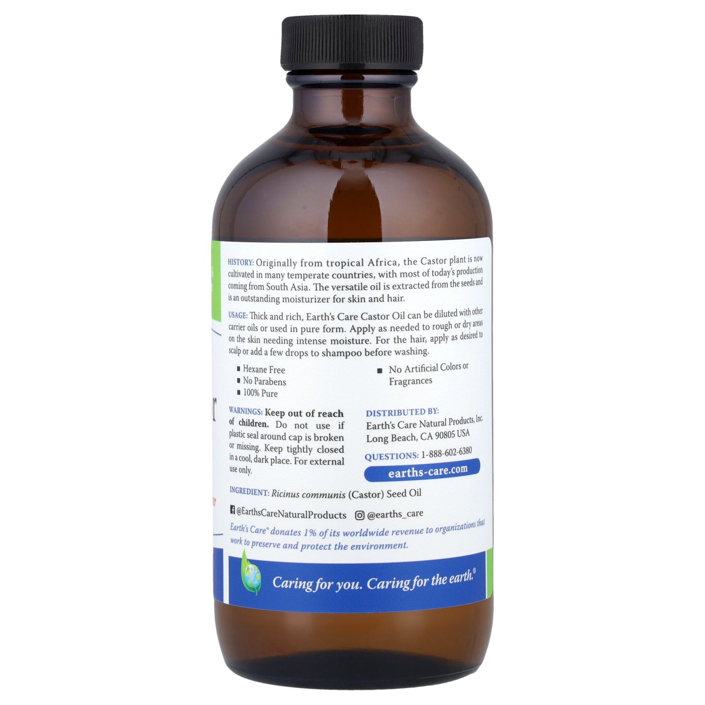 Earth's Care, 100% Pure Castor Oil, 8 fl oz (236 ml)