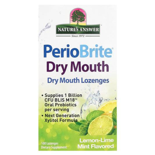 Nature's Answer, PerioBrite® Dry Mouth Lozenges, Lemon-Lime Mint, 100 Lozenges