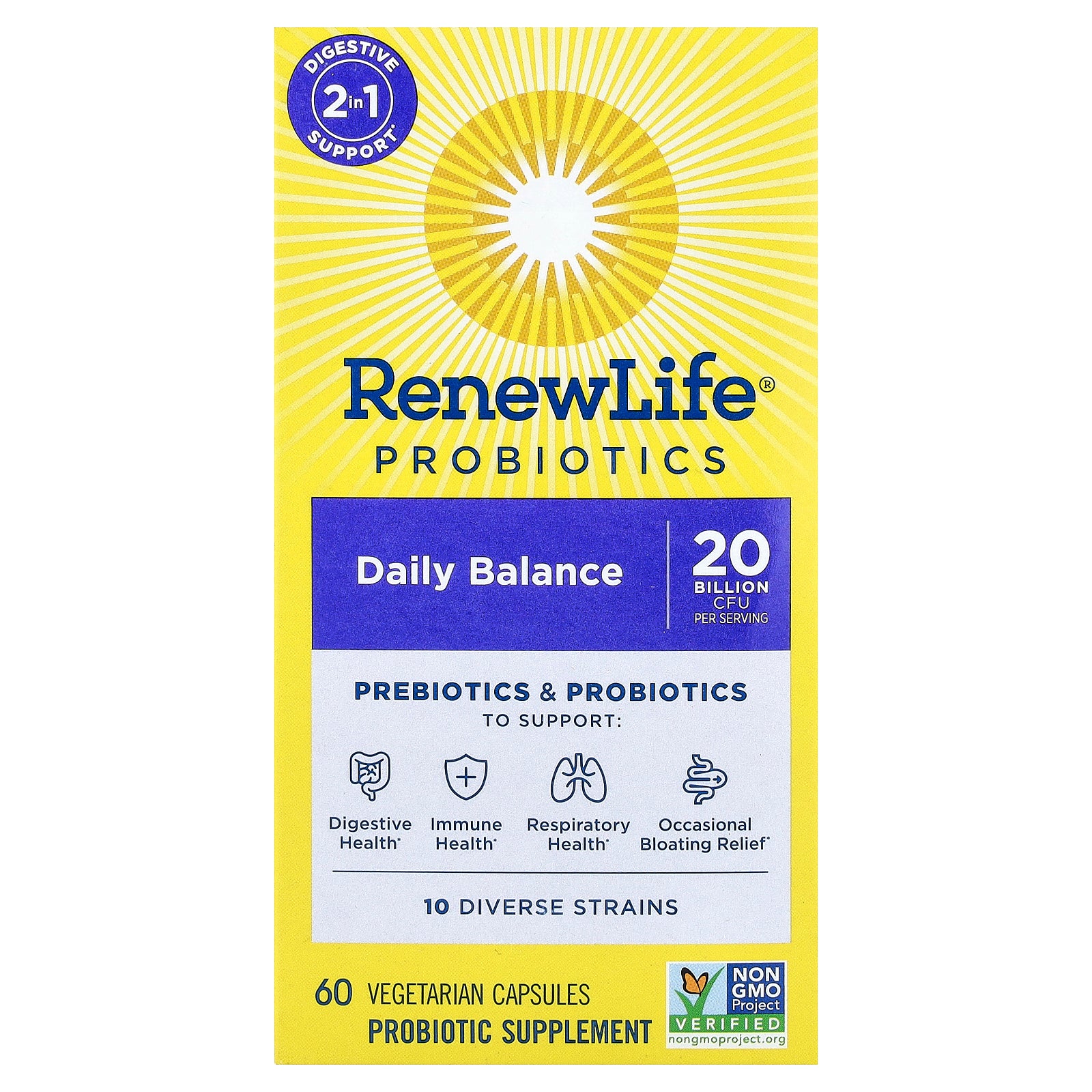 Renew Life, Probiotics, Daily Balance, 60 Vegetarian Capsules