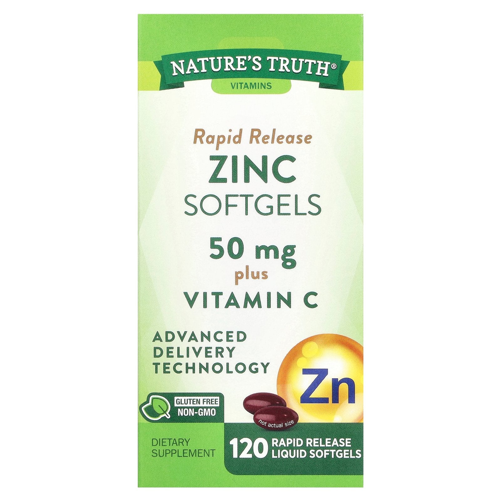 Nature's Truth, Zinc Plus Vitamin C, Rapid Release , 120 Rapid Release Liquid Softgels