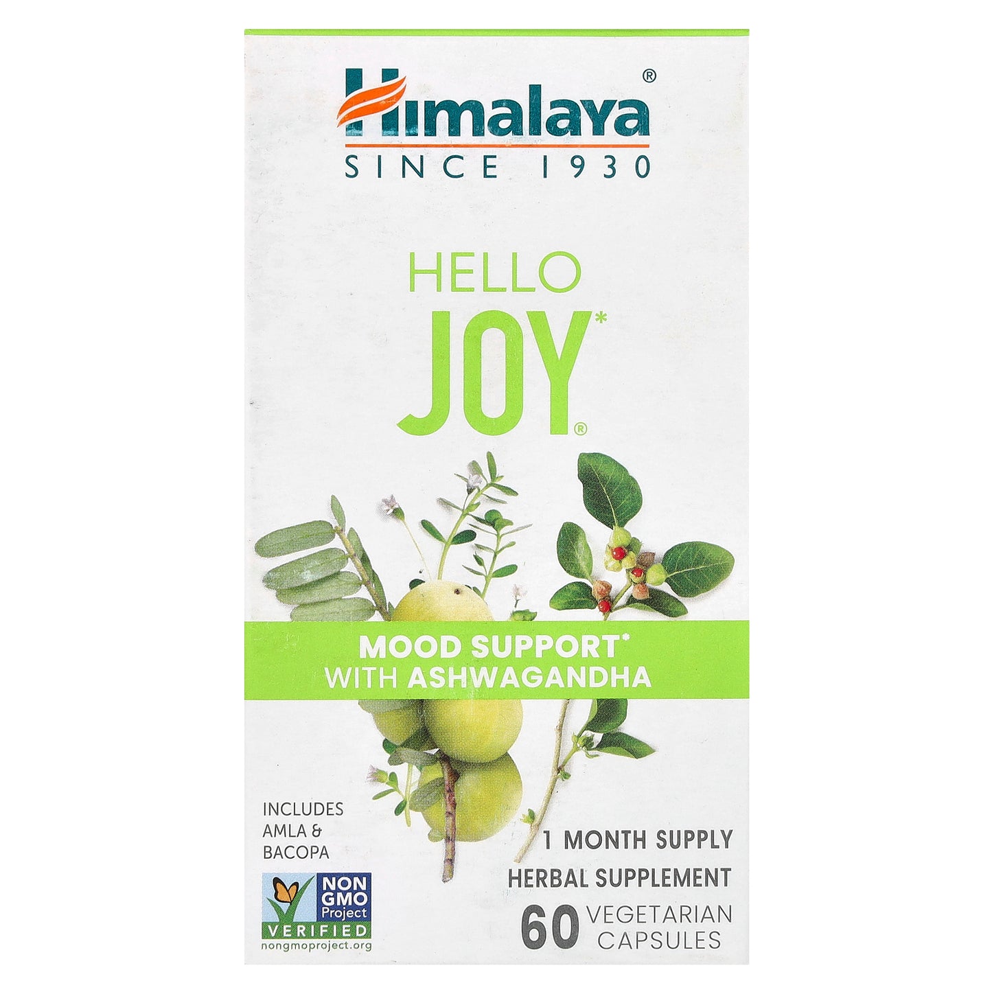 Himalaya, Hello Joy, Mood Support with Ashwagandha, 60 Vegetarian Capsules