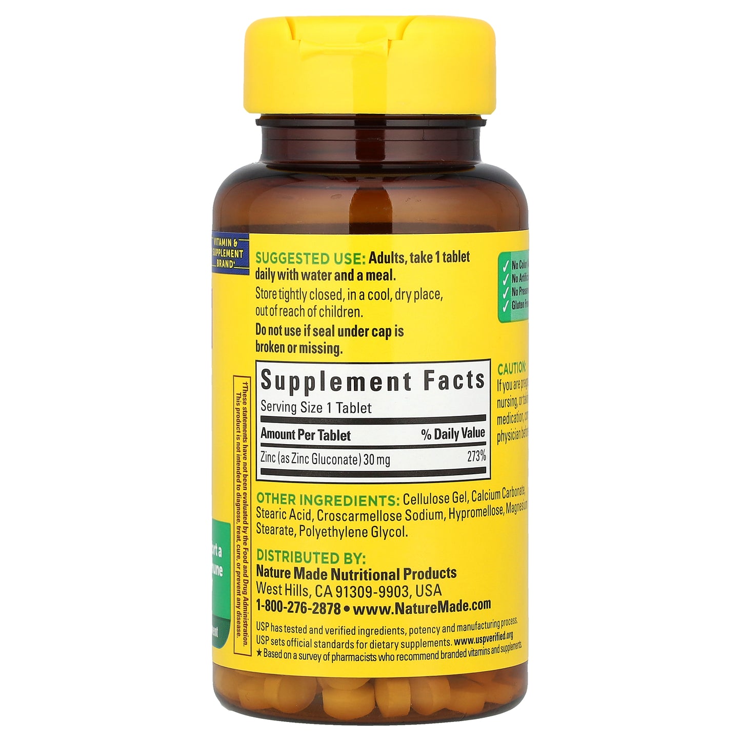 Nature Made, Zinc, 30 mg, 100 Tablets