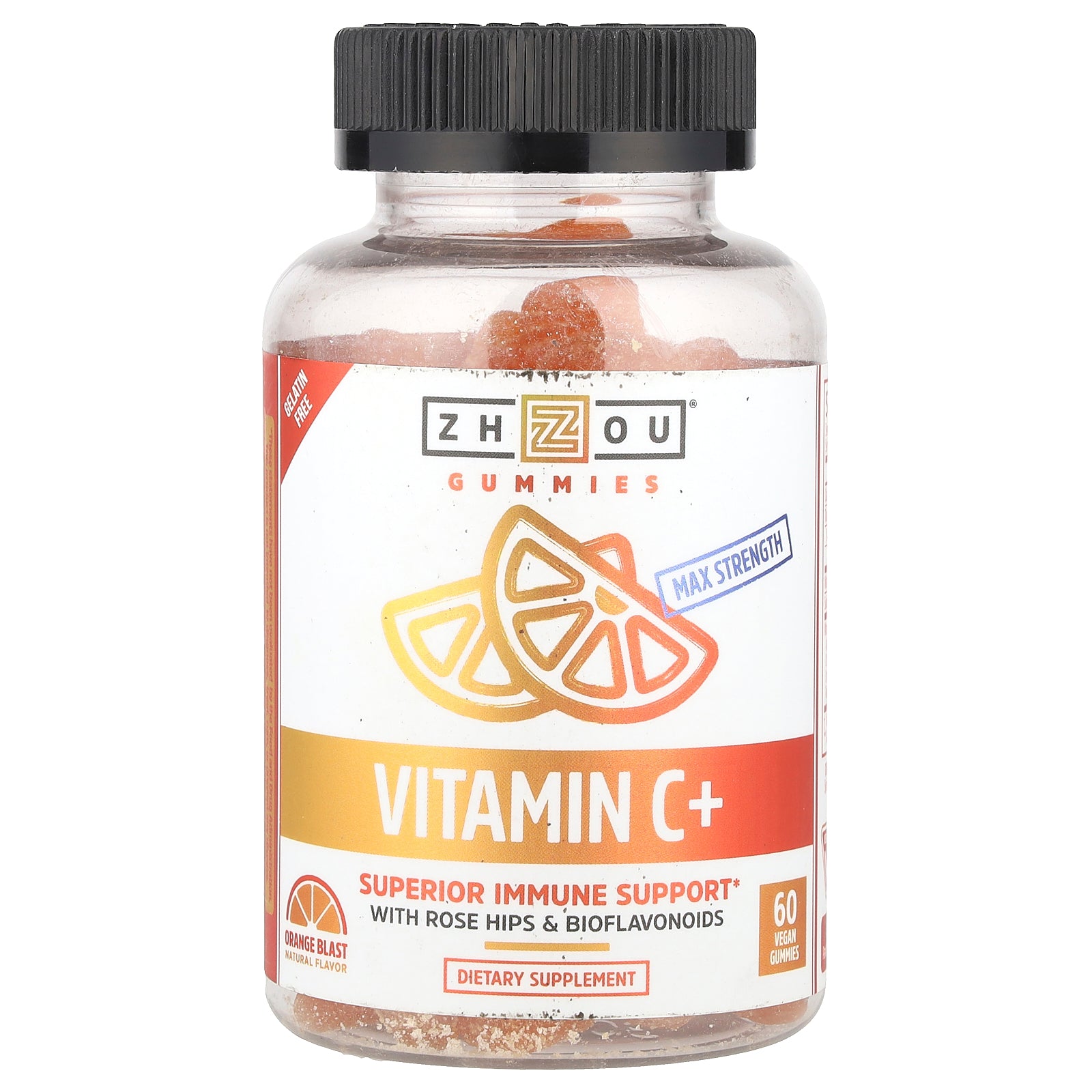 Zhou Nutrition, Vitamin C+, Orange Blast, 60 Vegan Gummies