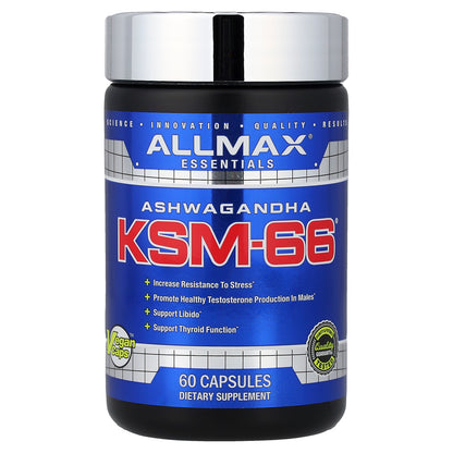 ALLMAX, Essentials, Ashwagandha KSM-66®, 60 Capsules (300 mg per Capsule)