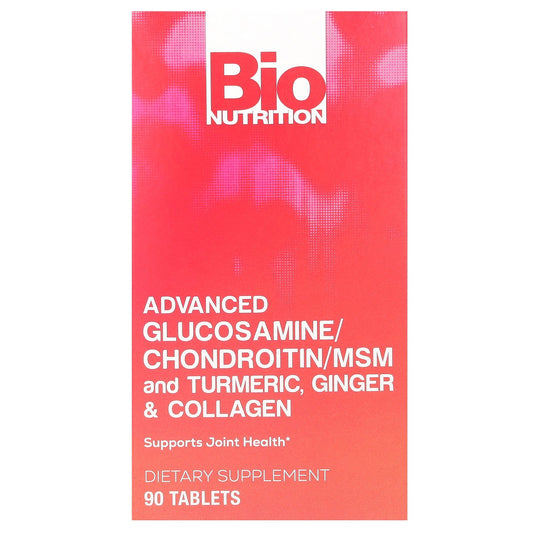 Bio Nutrition, Advanced Glucosamine/Chondroitin/MSM and Turmeric, Ginger & Collagen, 90 Tablets