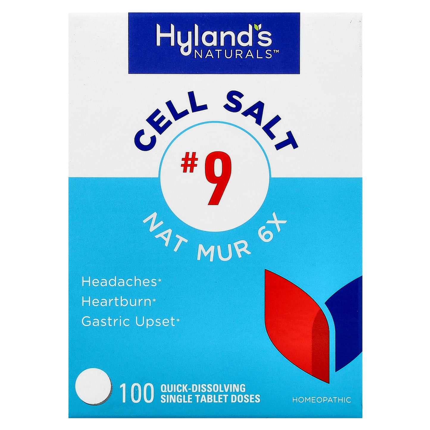 Hyland's Naturals, Cell Salt #9, Nat Mur 6X, 100 Quick-Dissolving Single Tablet Doses