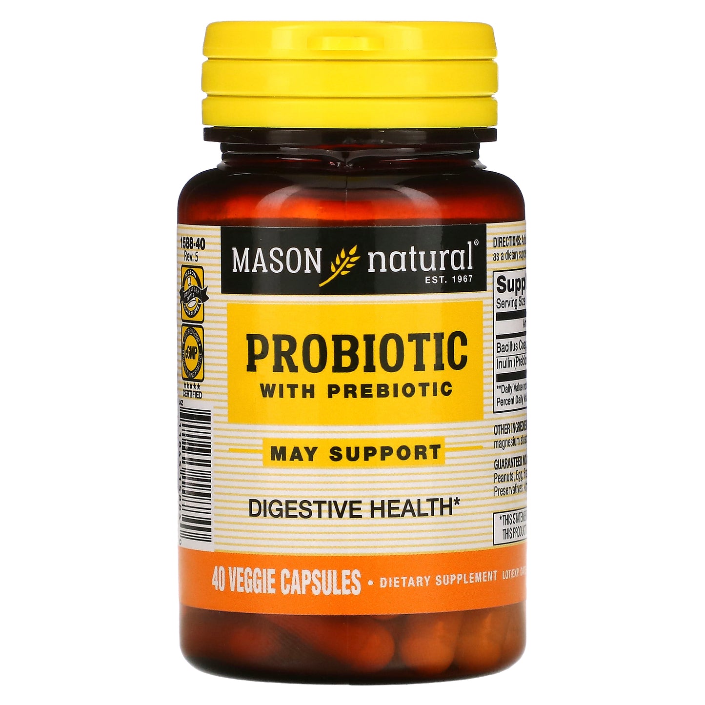 Mason Natural, Probiotic with Prebiotic, 40 Veggie Capsules