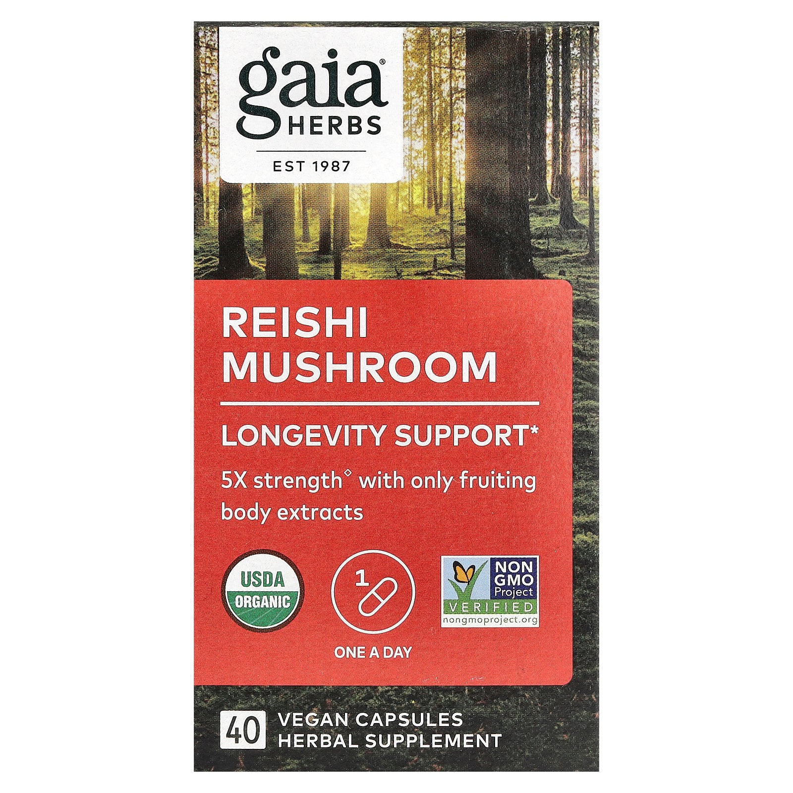 Gaia Herbs, Reishi Mushroom, 450 mg, 40 Vegan Capsules