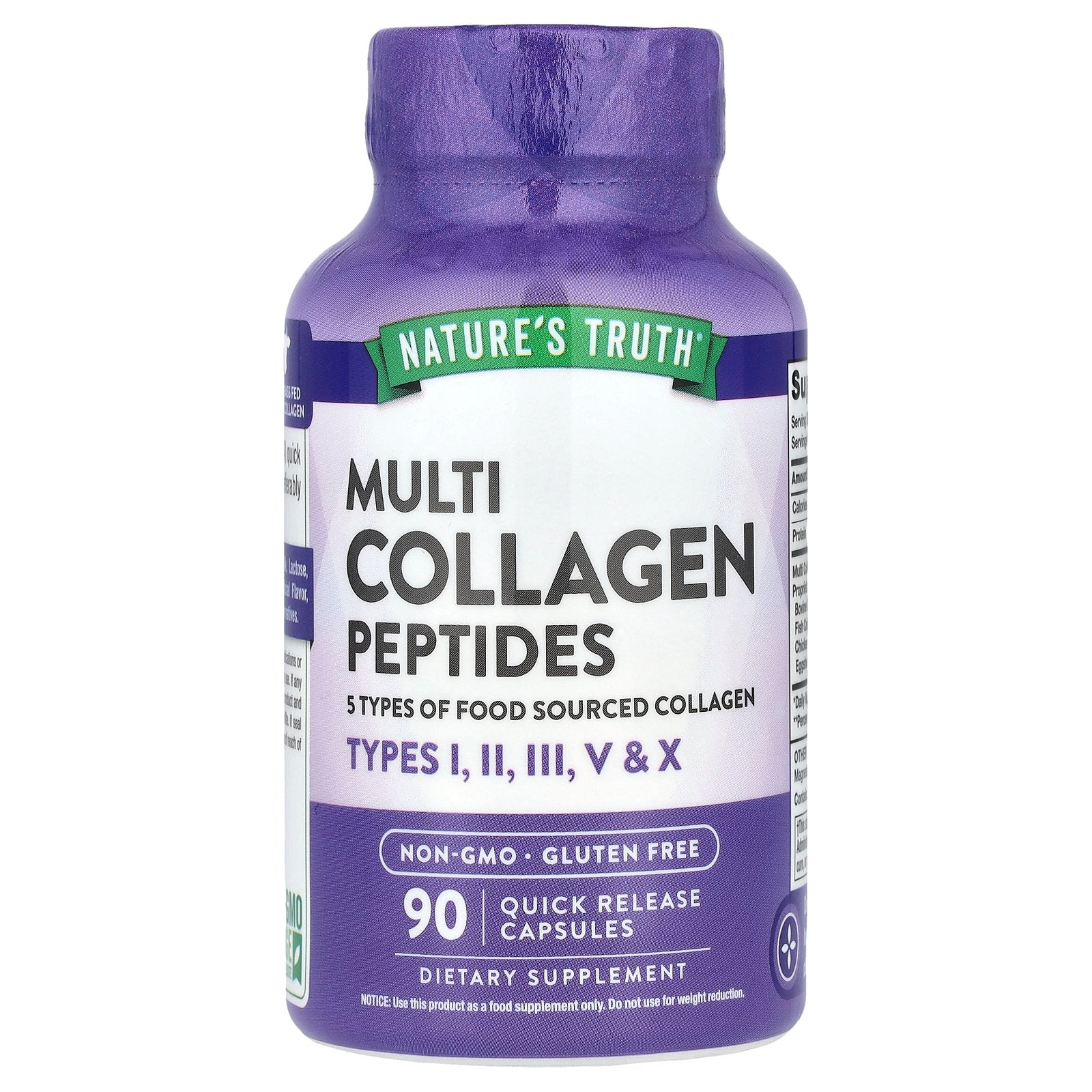 Nature's Truth, Multi Collagen Peptides, 90 Quick Release Capsules (500 mg per Capsule)