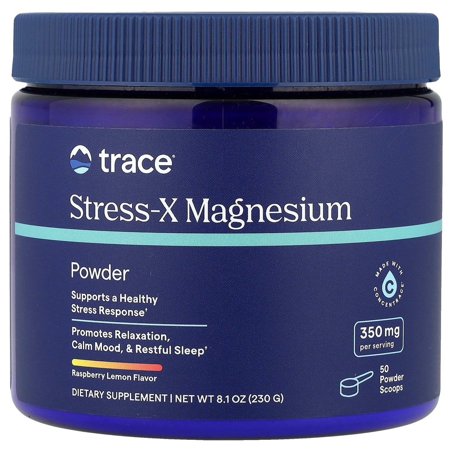 Trace, Stress-X Magnesium Powder, Raspberry Lemon, 8.1 oz (230 g)