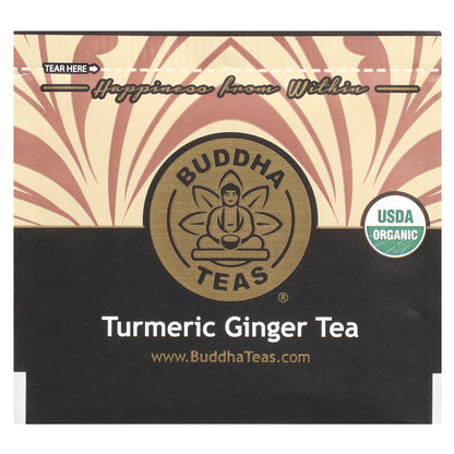 Buddha Teas, Organic Herbal Tea, Turmeric Ginger, Caffeine Free, 18 Tea Bags, 1.27 oz (36 g)