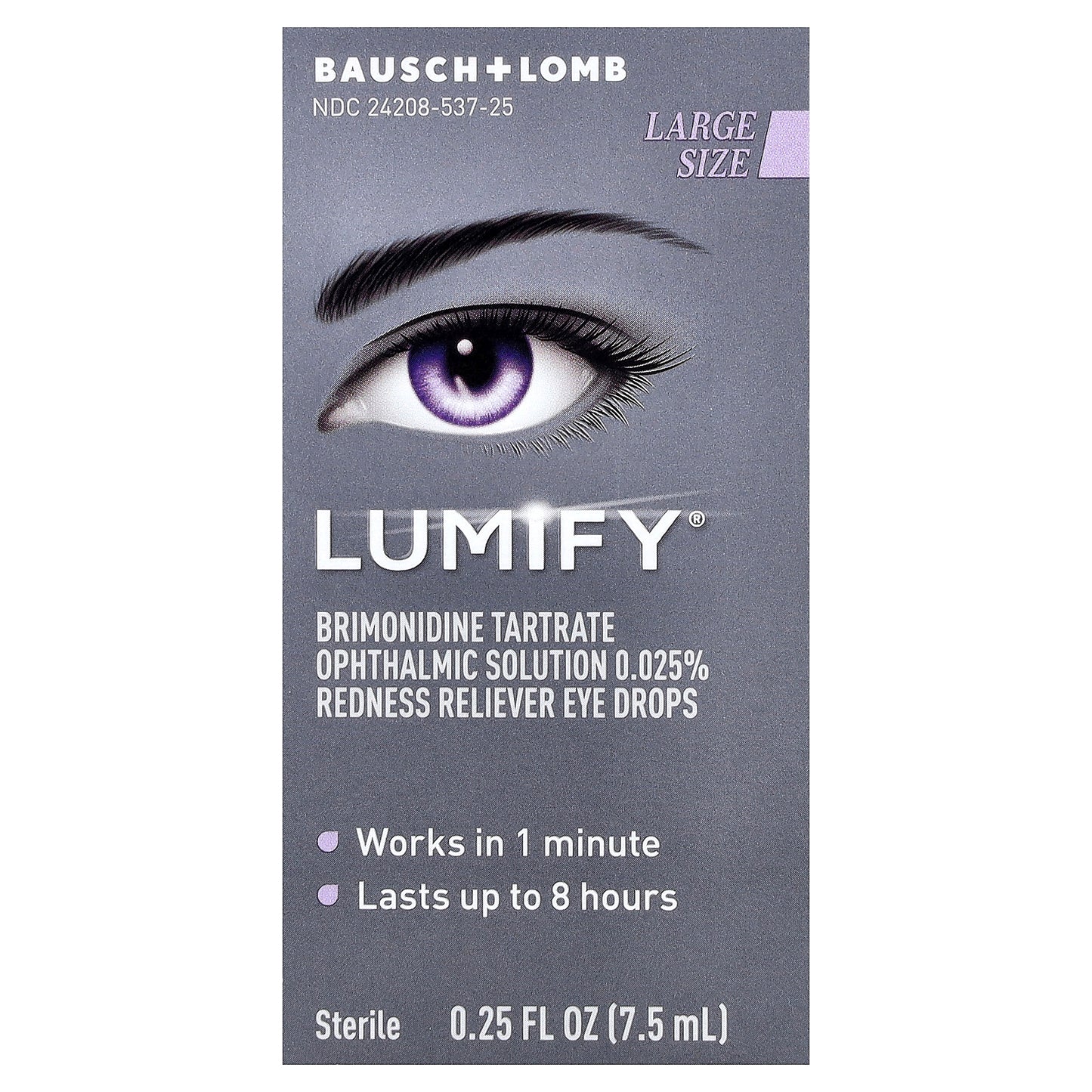 Lumify, Redness Reliever Eye Drops, Large, 0.25 fl oz (7.5 ml)