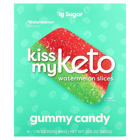 Kiss My Keto, Gummy Candy, Watermelon Slices, 6 Bags, 1.76 oz (50 g) Each