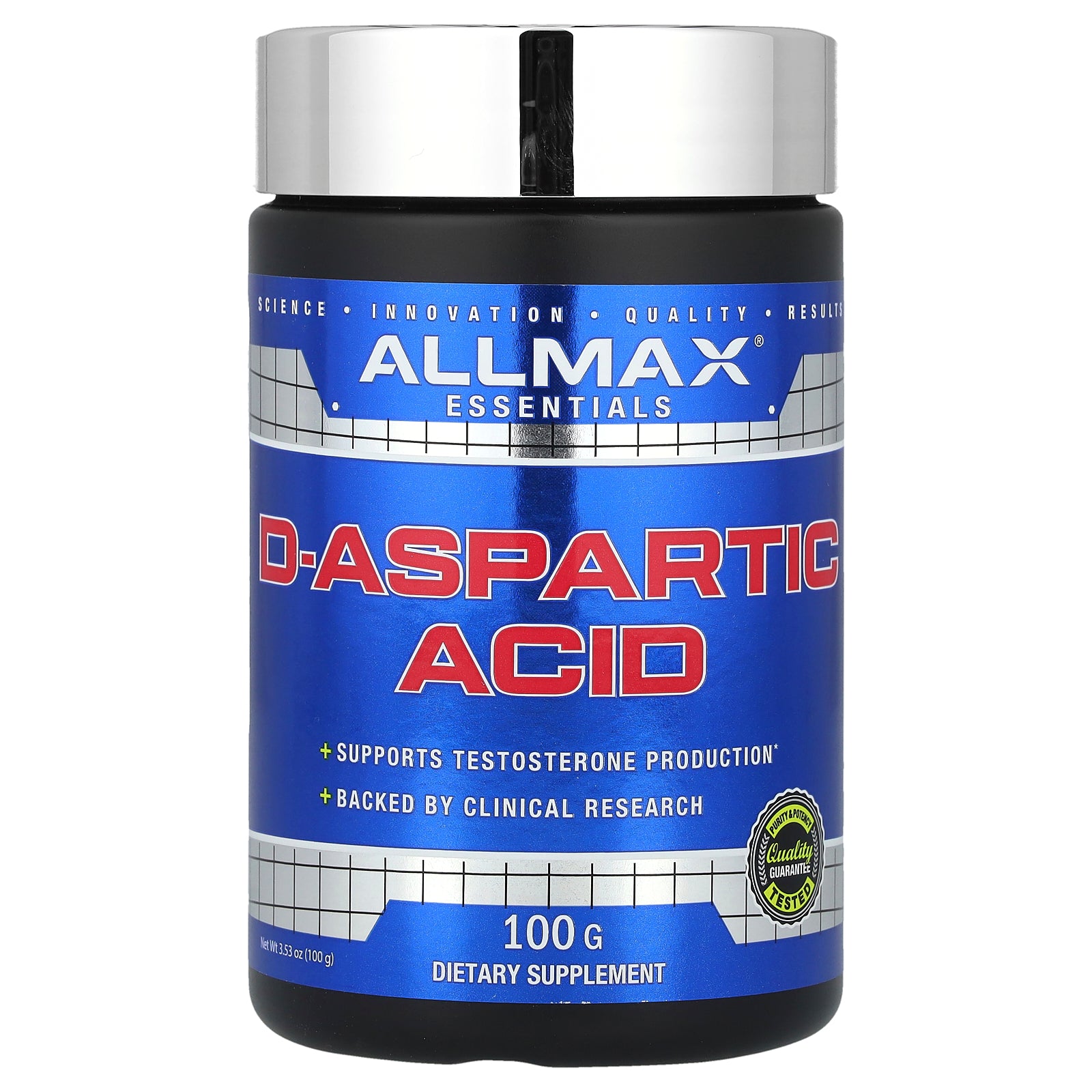 ALLMAX, D-Aspartic Acid, 3.12 g , 3.53 oz (100 g)