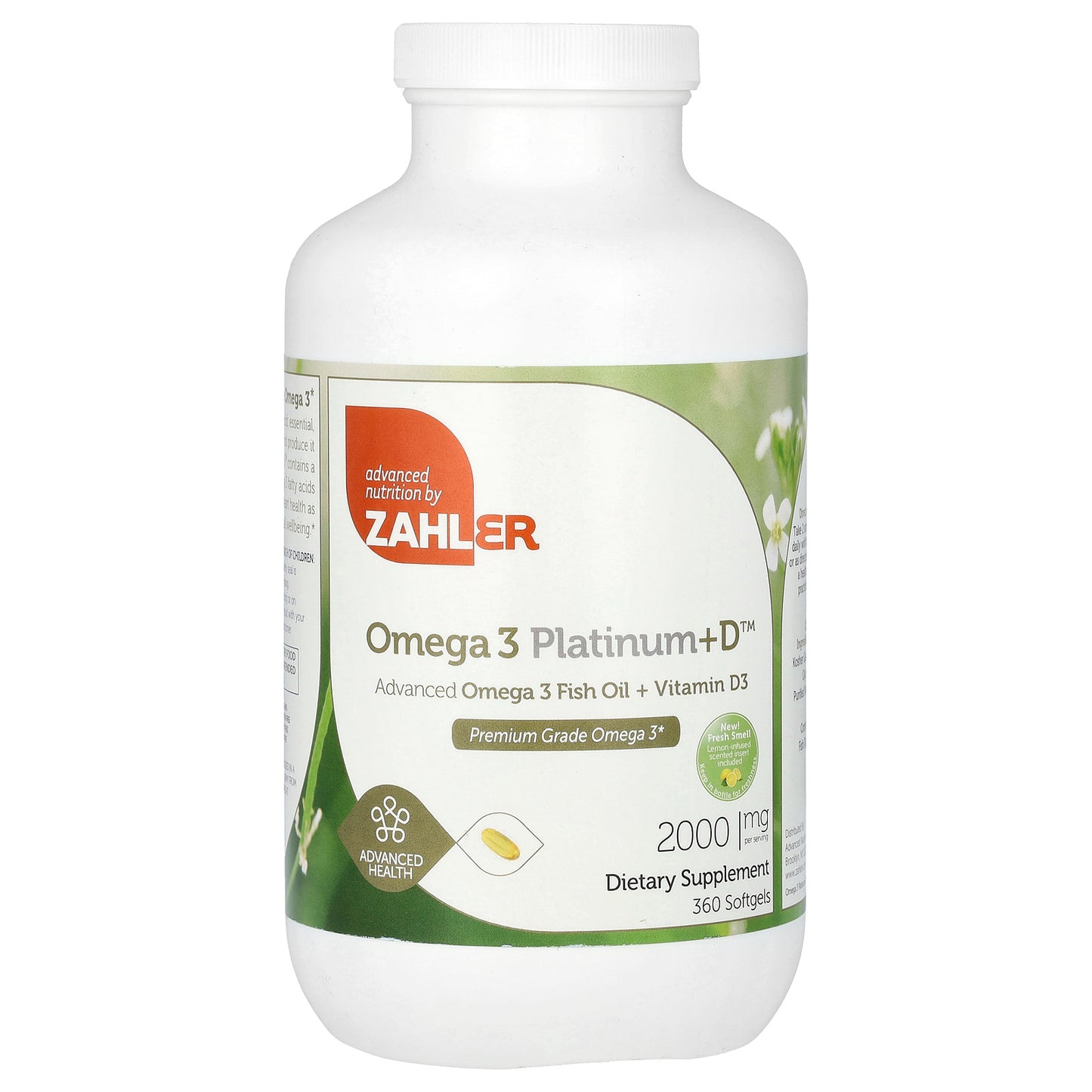 Zahler, Omega 3 Platinum+D, Advanced Omega 3 Fish Oil + Vitamin D3, 360 Softgels (1,000 mg per Softgel)