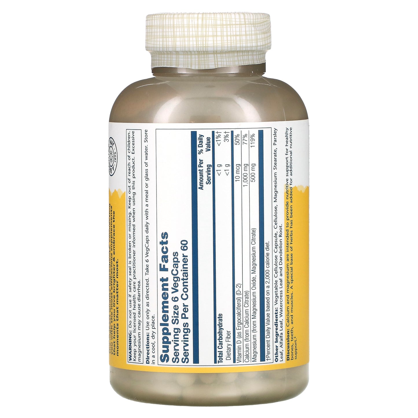 Solaray, Cal-Mag Citrate with Vitamin D2, 2:1 Ratio, 360 VegCaps