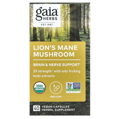 Gaia Herbs, Lion's Mane Mushroom, 40 Vegan Capsules