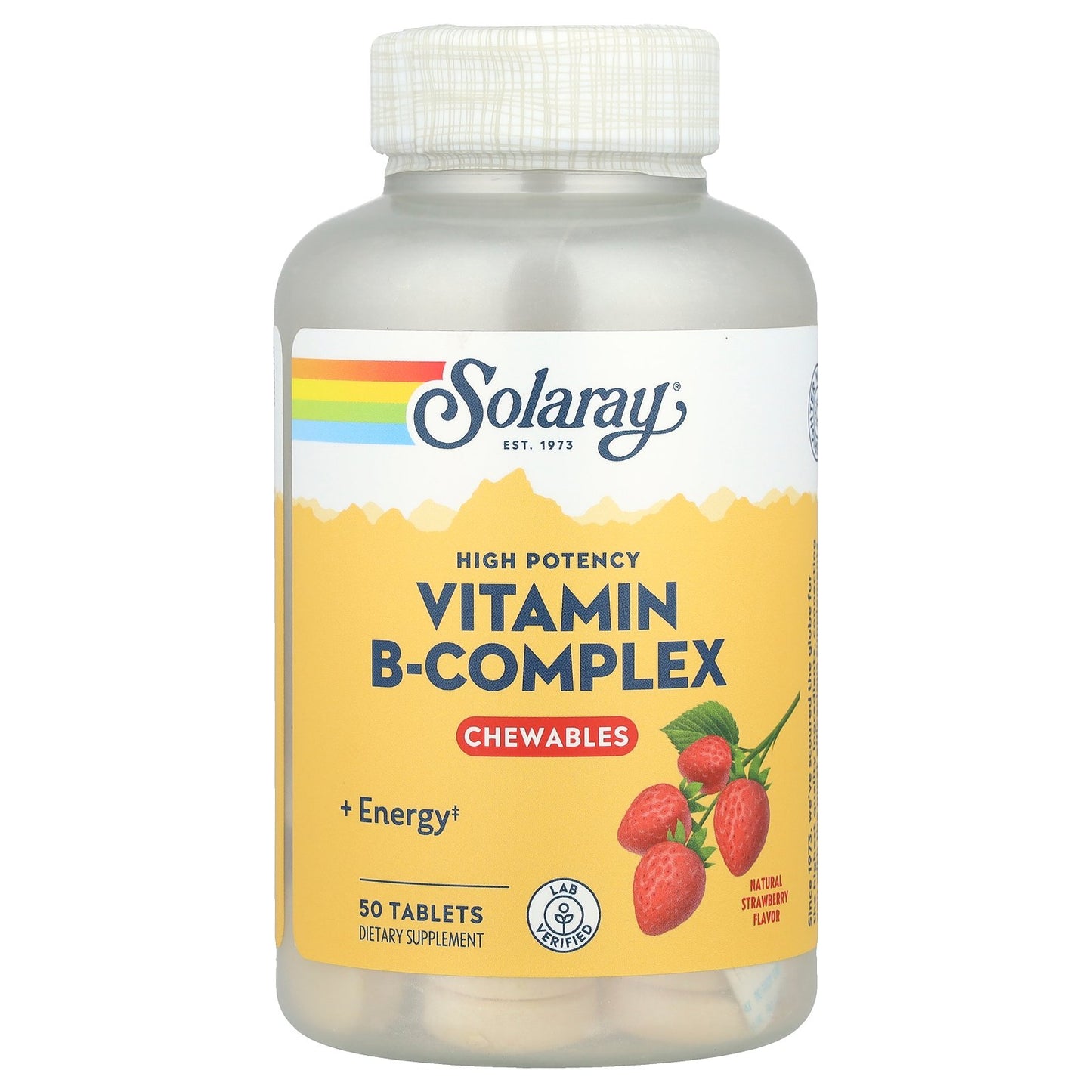 Solaray, High Potency Vitamin B-Complex Chewables, Natural Strawberry, 50 Tablets