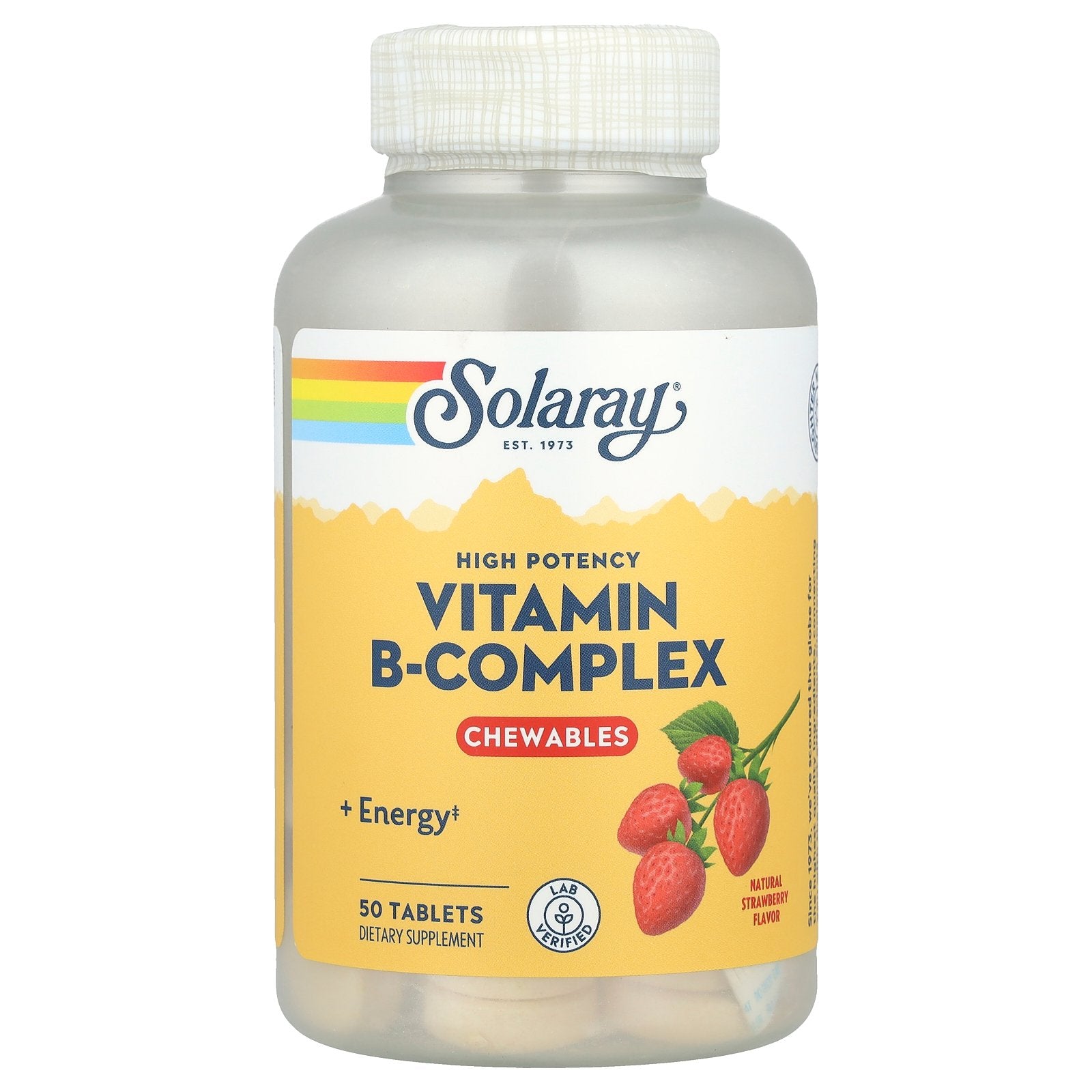 Solaray, High Potency Vitamin B-Complex Chewables, Natural Strawberry, 50 Tablets