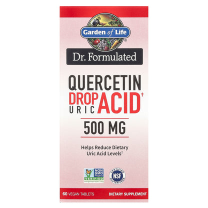 Garden of Life, Dr. Formulated, Quercetin Drop Uric Acid, 500 mg, 60 Vegan Tablets