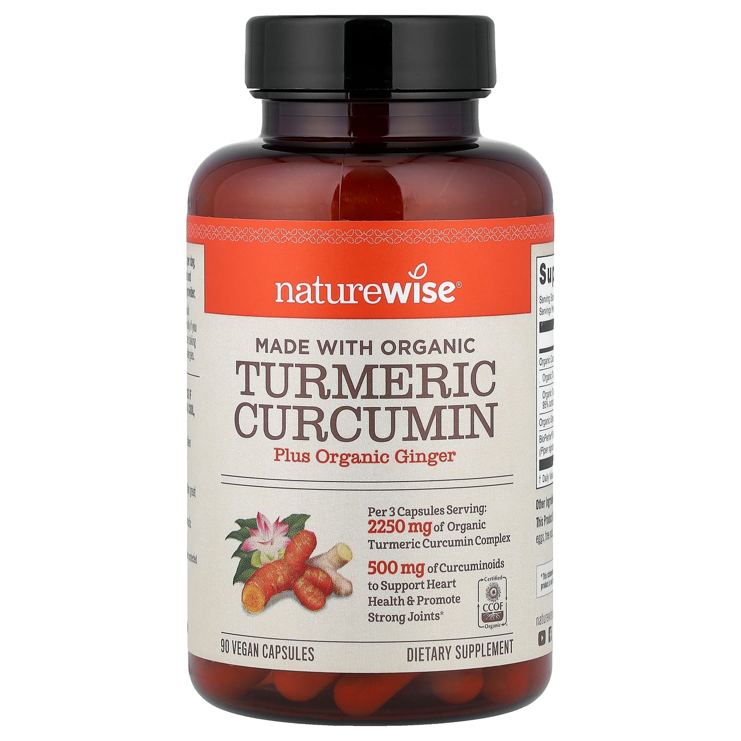 NatureWise, Organic Turmeric Curcumin, 90 Vegan Capsules