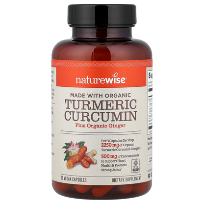 NatureWise, Organic Turmeric Curcumin, 90 Vegan Capsules
