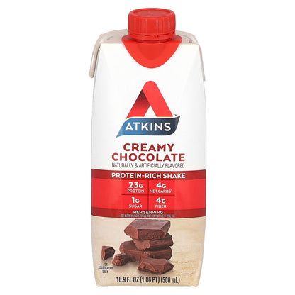 Atkins, Protein-Rich Shake, Creamy Chocolate, 4 Shakes, 16.9 fl oz (500 ml) Each