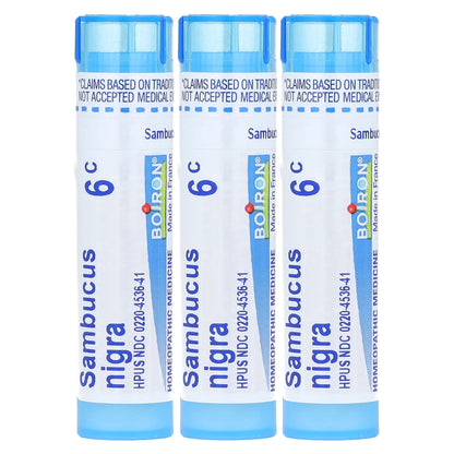 Boiron, Sambucus, Meltaway Pellets, 6C, 3 Tubes, Approx. 80 Pellets Each