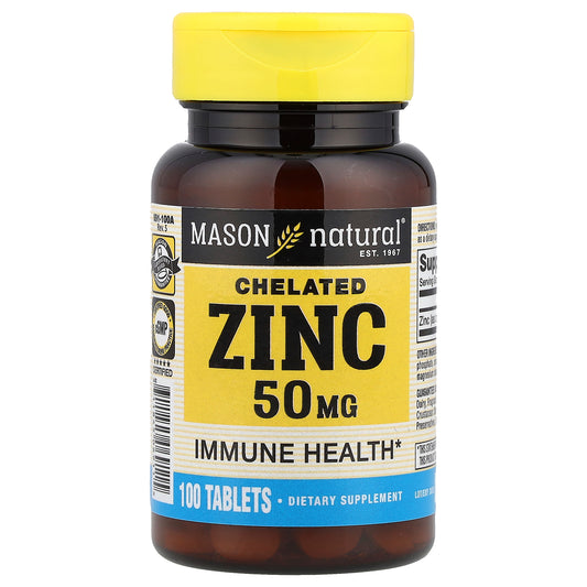 Mason Natural, Chelated Zinc, 50 mg, 100 Tablets