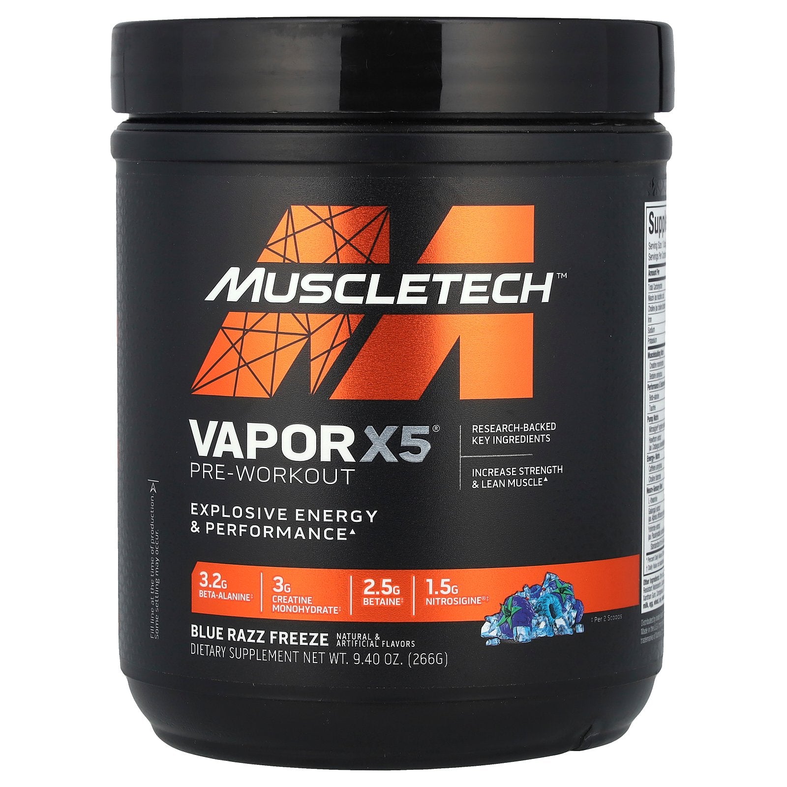 MuscleTech, VaporX5®, Pre-Workout, Blue Razz Freeze, 9.4 oz (266 g)