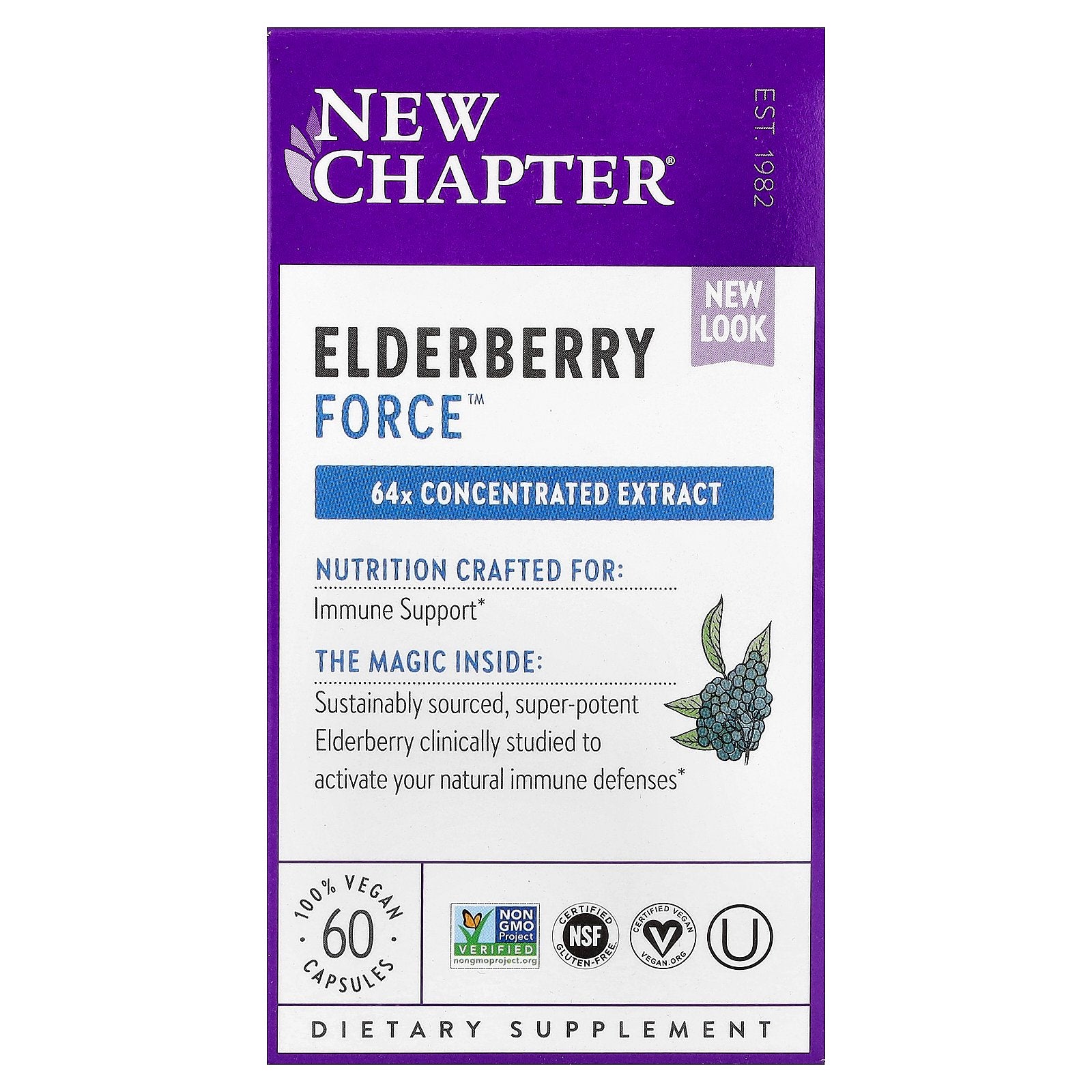 New Chapter, Elderberry Force™, 60 Vegan Capsules