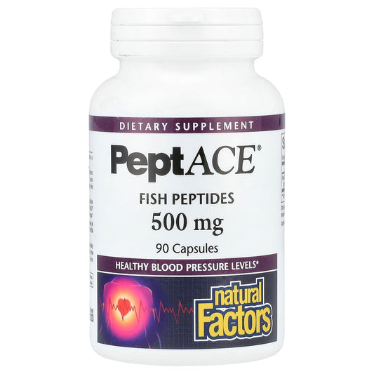 Natural Factors, PeptACE, Fish Peptides, 500 mg, 90 Capsules