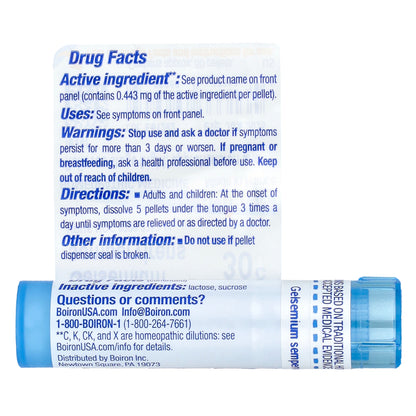 Boiron, Gelsemium Sempervirens, 30C, Stress Remedy, Approx 80 Pellets