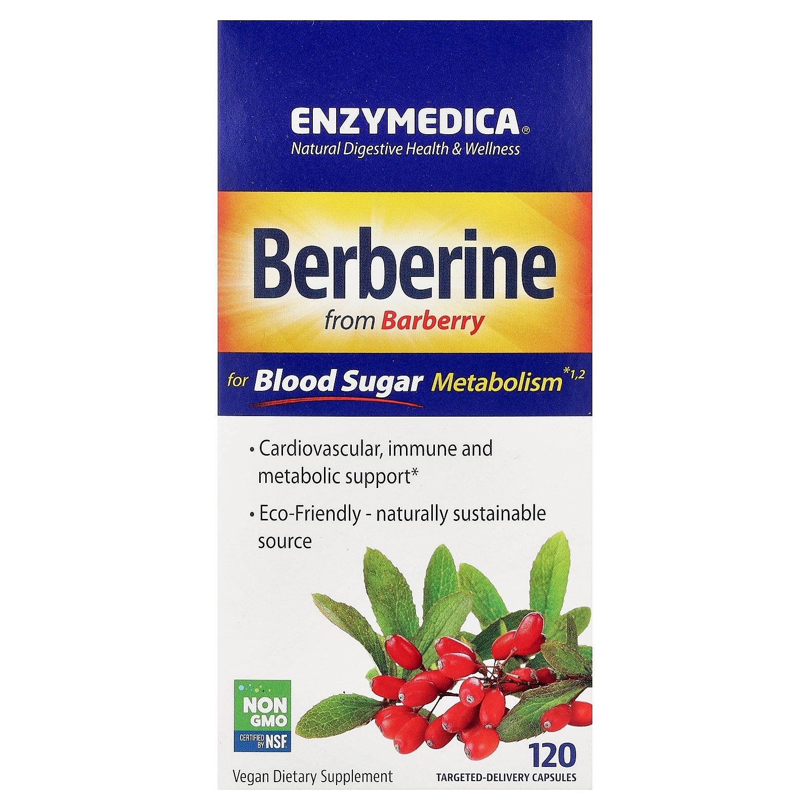 Enzymedica, Berberine, 120 Targeted-Delivery Capsules