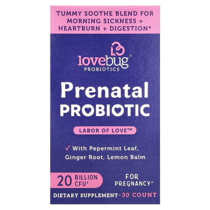 LoveBug Probiotics, Prenatal Probiotic, 20 Billion CFU, 30 Capsules
