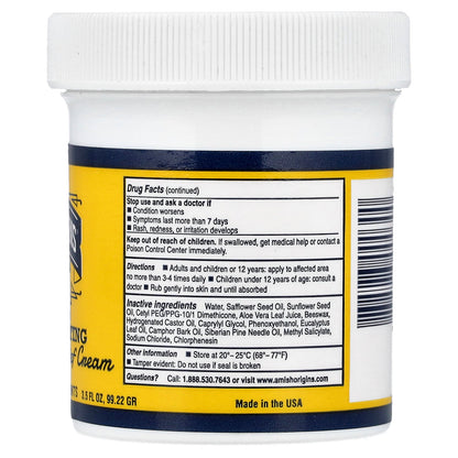 Amish Origins, Deep Penetrating Greaseless Pain Relief Cream, 3.5 fl oz (99.22 g)