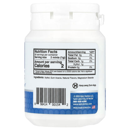 Epic Dental, Xylitol Mints, Peppermint, Sugar-Free, 180 Pieces