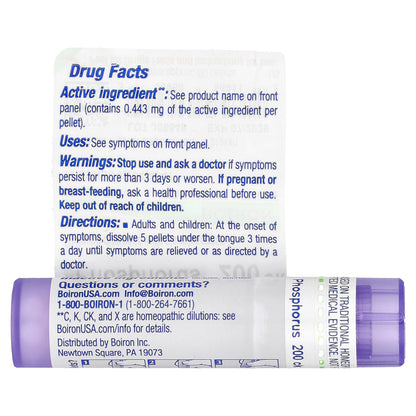 Boiron, Phosphorus, 200CK, Approx 80 Pellets